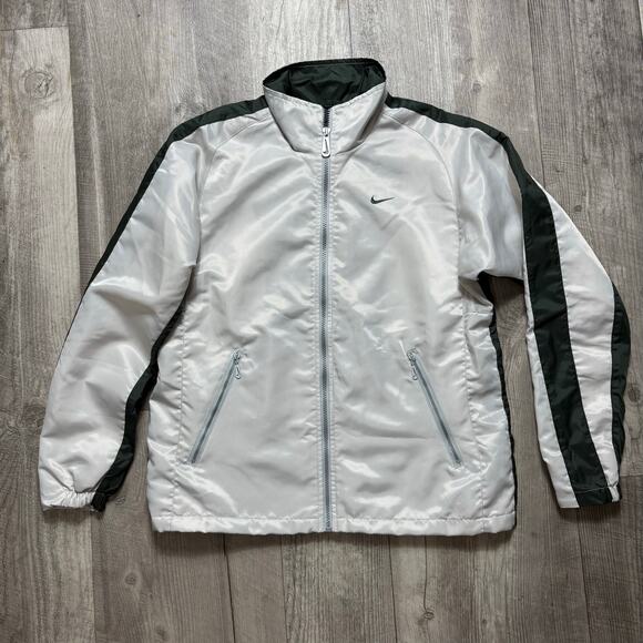 Vintage 90s Nike Women’s Track Jacket Silver and Greeb Size Small - Picture 1 of 6